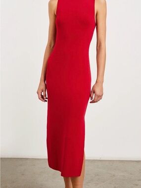 Rails Red Sleeveless Midi Rib Dress